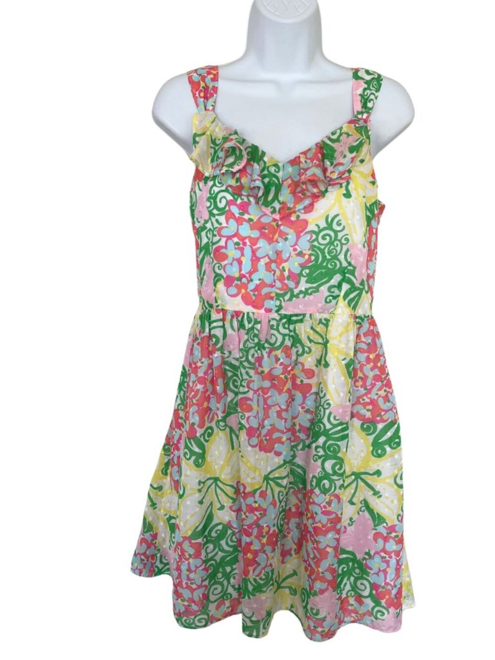 Lilly Pulitzer Peggy Floral Sundress Sz 6 Mariposa Print Yellow Green Preppy